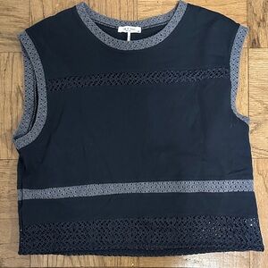 Black and Gray Crochet Trim Crop Top